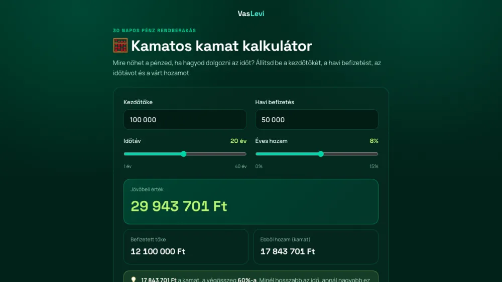 Kamatos kamat kalkulátor