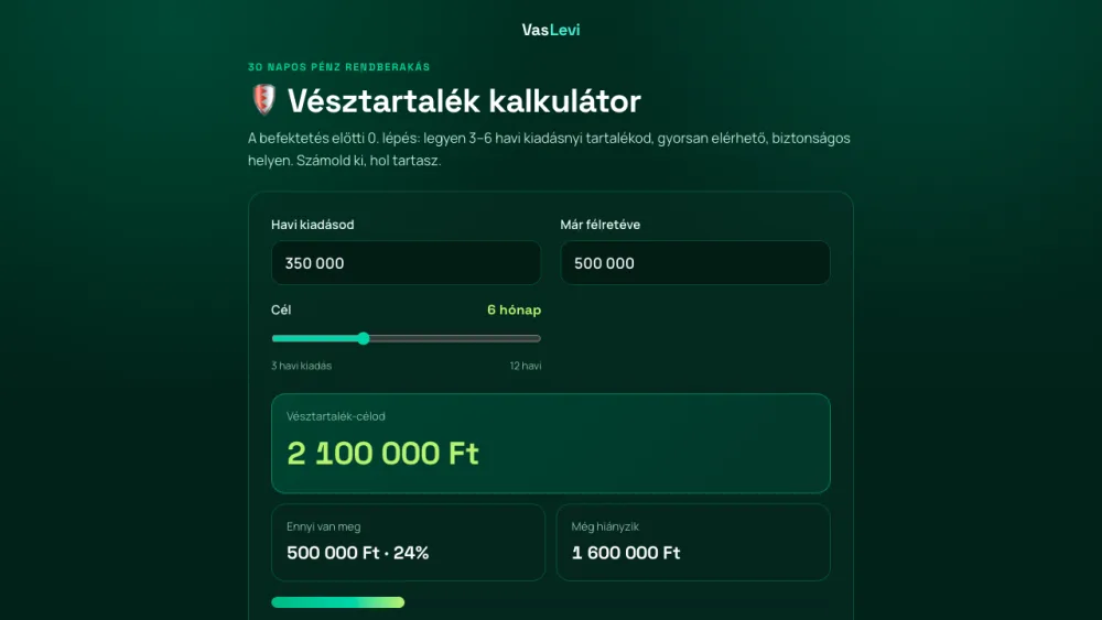 Vésztartalék kalkulátor